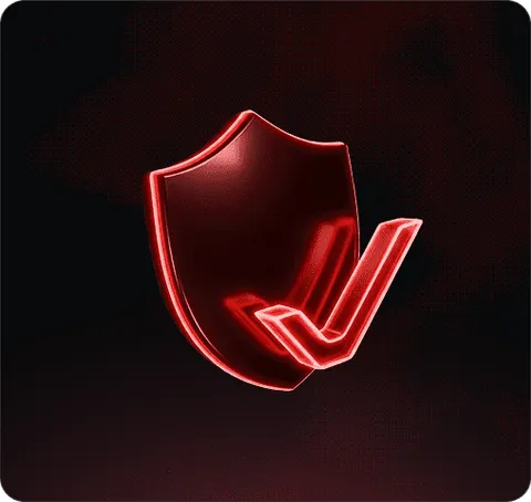 Xolara AI Red 3D Shield Icon representing security guarantee