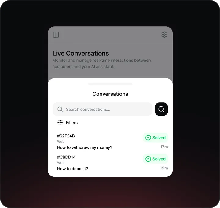 Live Conversations Dashboard Screenshot
